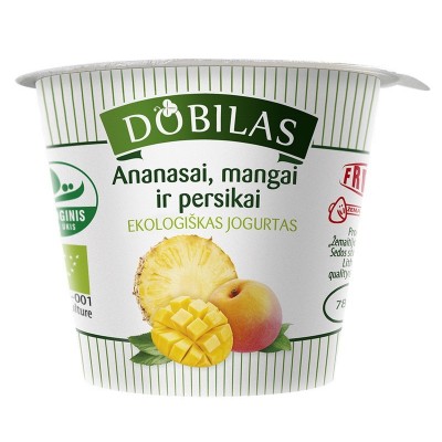 Ekolgiškas jogurtas DOBILAS, su anan., mang., persk., 125 g