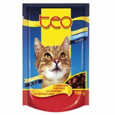 Konservuotas kačių ėdalas TEO su jautiena, 100 g