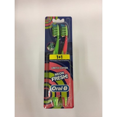 Dantų šepetėliai ORAL-B Neon Fresh, Soft 1+1, 1 vnt.